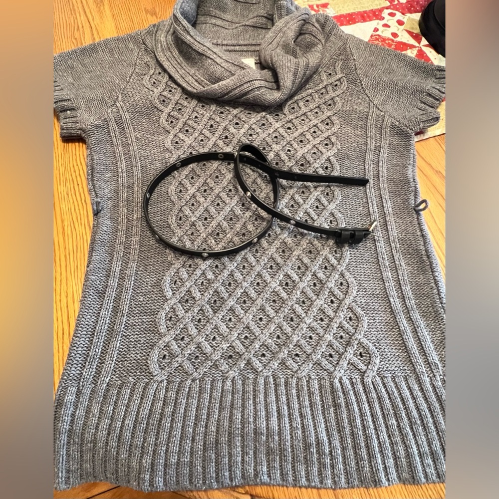 Junior’s Cable-Knit  Cowl-Neck Sweater & Blouse Set 🖤 - Picture 13 of 16